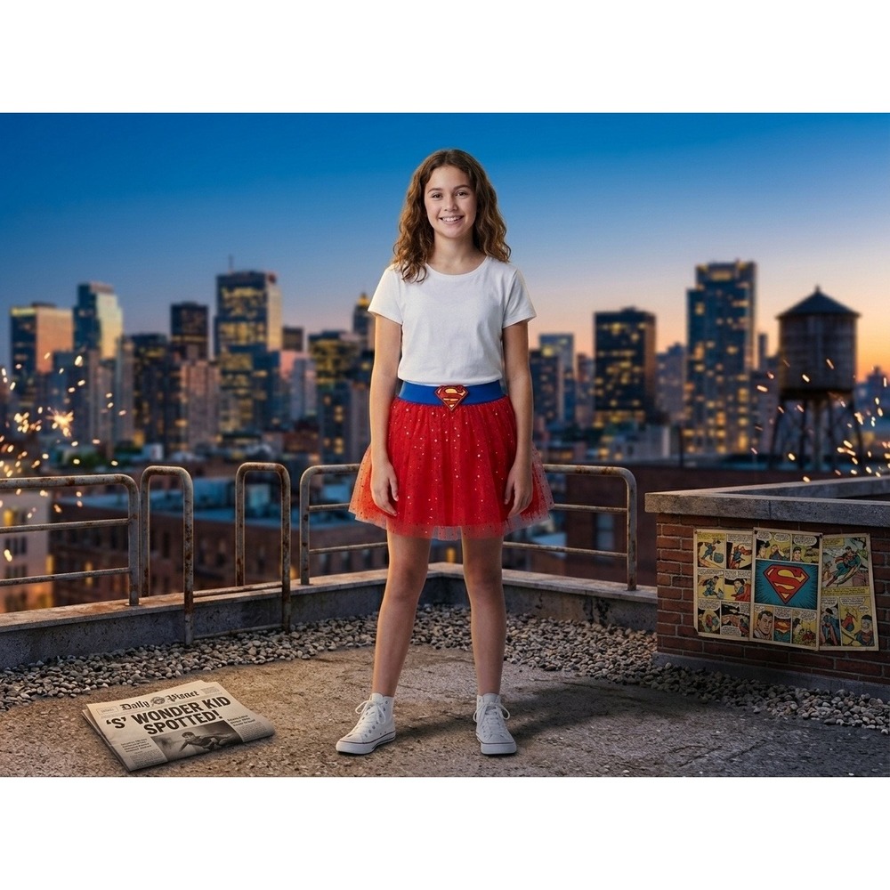 Rubies DC Comics Supergirl Adult Tutu Skirt Red Blue Sequin Cosplay Costume OS